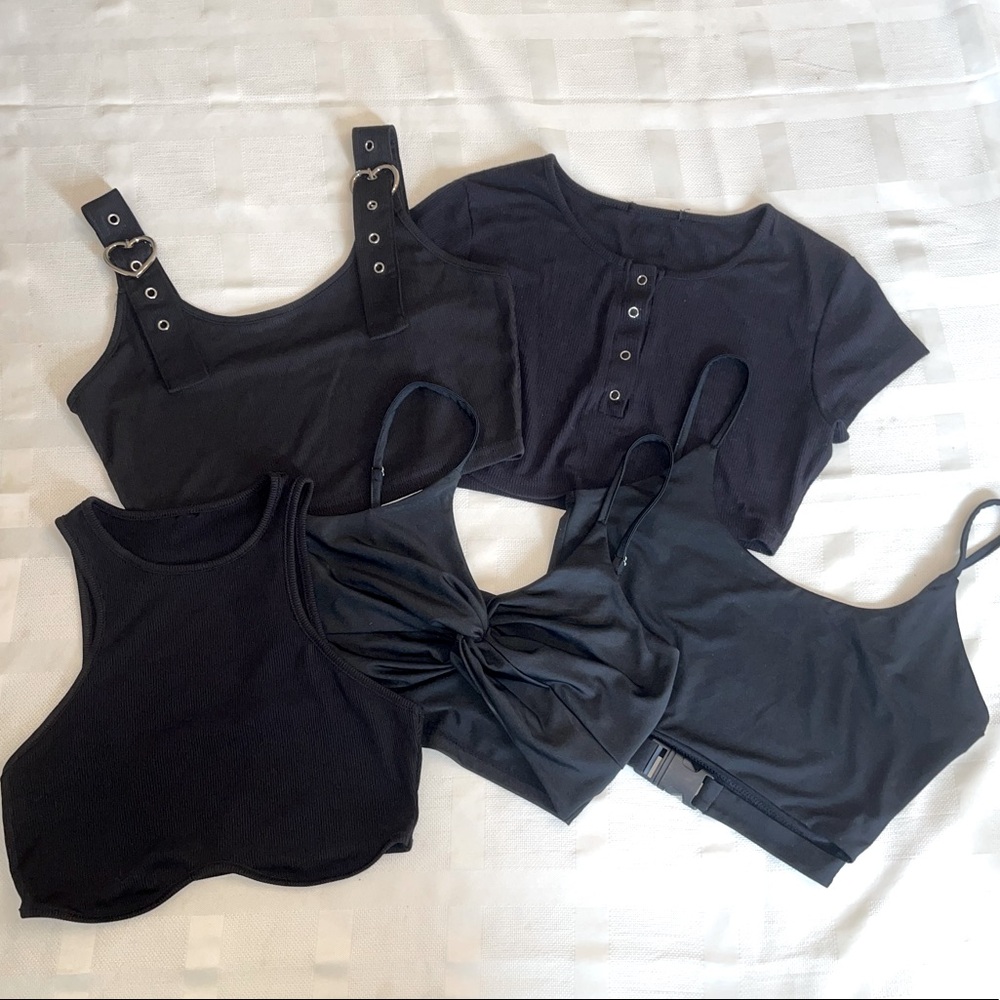 Black crop tops. Size small.